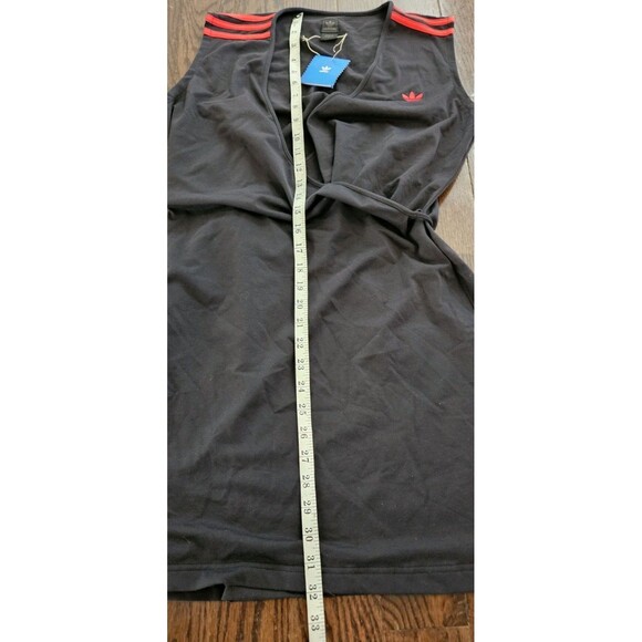 Adidas Wraparound 3 Stripes Midi Black Dress Red Trim Size Large NWT - Picture 5 of 10